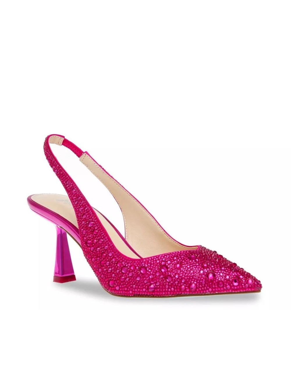 Betsey Johnson Mya Rhinestone Slingback Pointed Toe Pumps Fuchsia Size 7.5